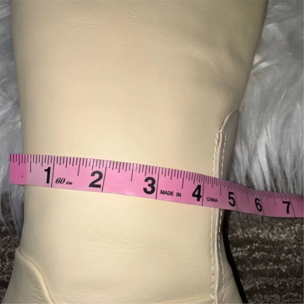 Franco Sarto Women's Dorica Wide Calf Ivory Over the Knee Riding Boots Size 7.5‎